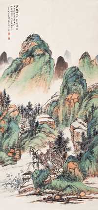 倪田 署年：丁巳（1917） 草阁翠微 立轴